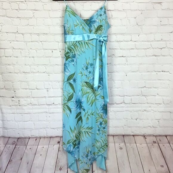 Studio Y. Layered Chiffon and satin floral asymmetrical sundress.  Size 13 - Picture 1 of 6